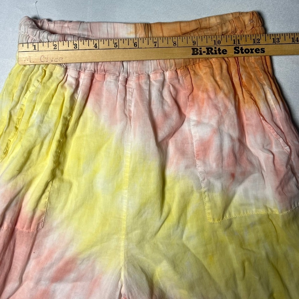Brenna Skin Tie Dye Gauze Lounge Pants Women's Orange Yellow Pink Elastic‎ Waist - Picture 3 of 4